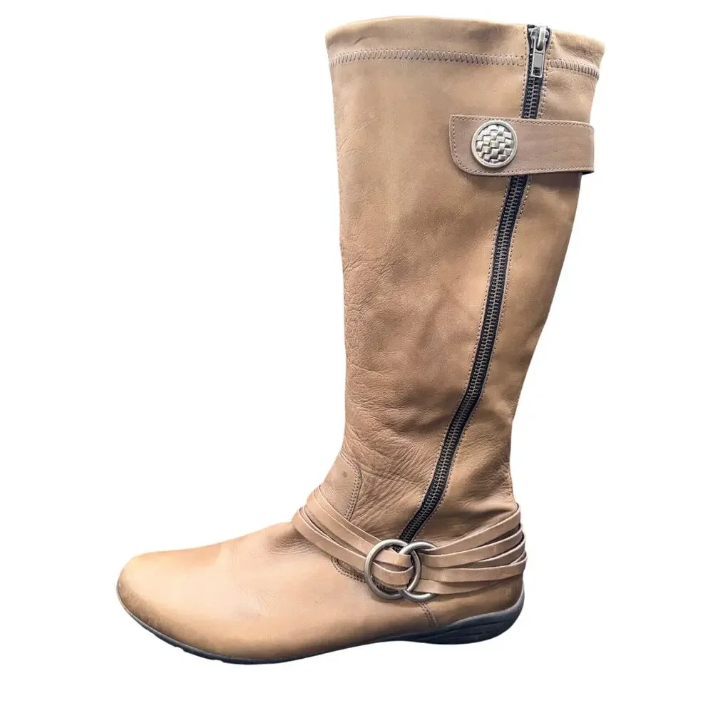 Remonte Dorndorf Leather Knee High Boots Brown Size 43 US 11.5 Zip